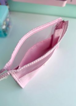 کیف لوازم آرایش مستطیلی صورتی