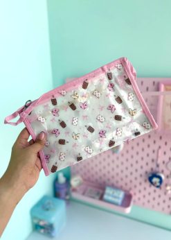 کیف لوازم آرایش پاپیونی صورتی