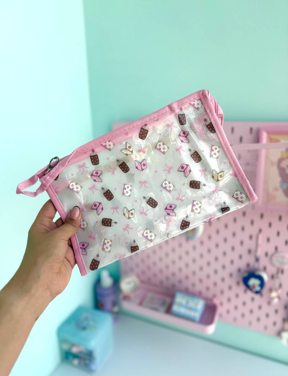 کیف لوازم آرایش پاپیونی صورتی