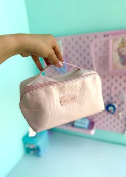 کیف لوازم آرایش مستطیلی صورتی پاستلی