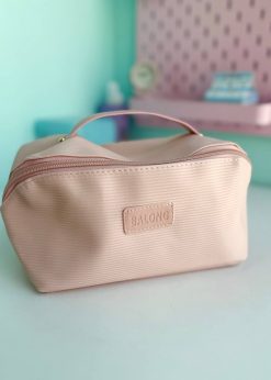 کیف لوازم آرایش مستطیلی صورتی پاستلی