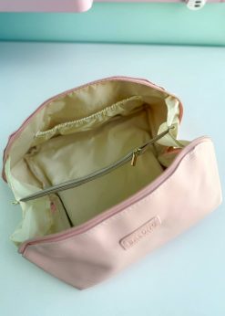 کیف لوازم آرایش مستطیلی صورتی پاستلی