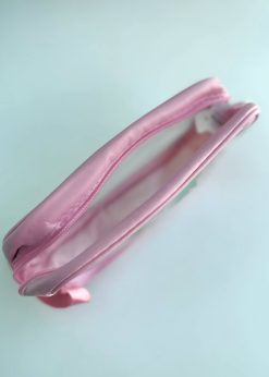 کیف لوازم آرایش مستطیلی شفاف صورتی