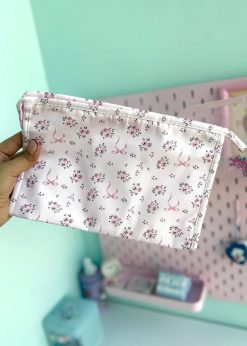 کیف لوازم آرایش گل گلی صورتی