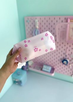 کیف لوازم آرایش شکوفه صورتی