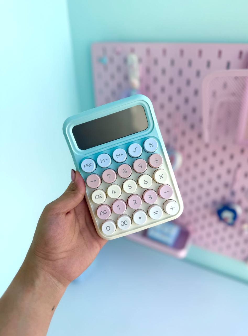 ماشین حساب دکمه پاستلی آبی