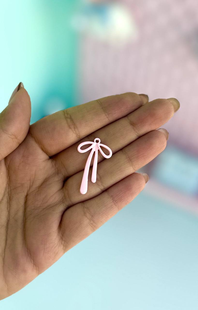 آویز پاپیونی کوچک صورتی پاستلی