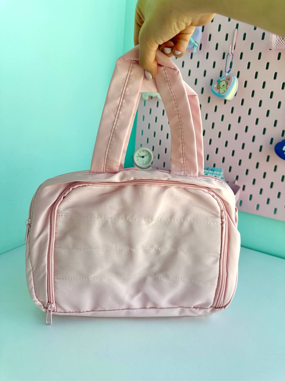 کیف لوازم آرایش دسته دار پاستلی