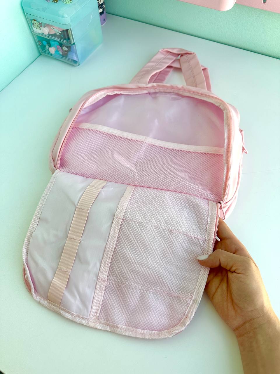 کیف لوازم آرایش دسته دار پاستلی