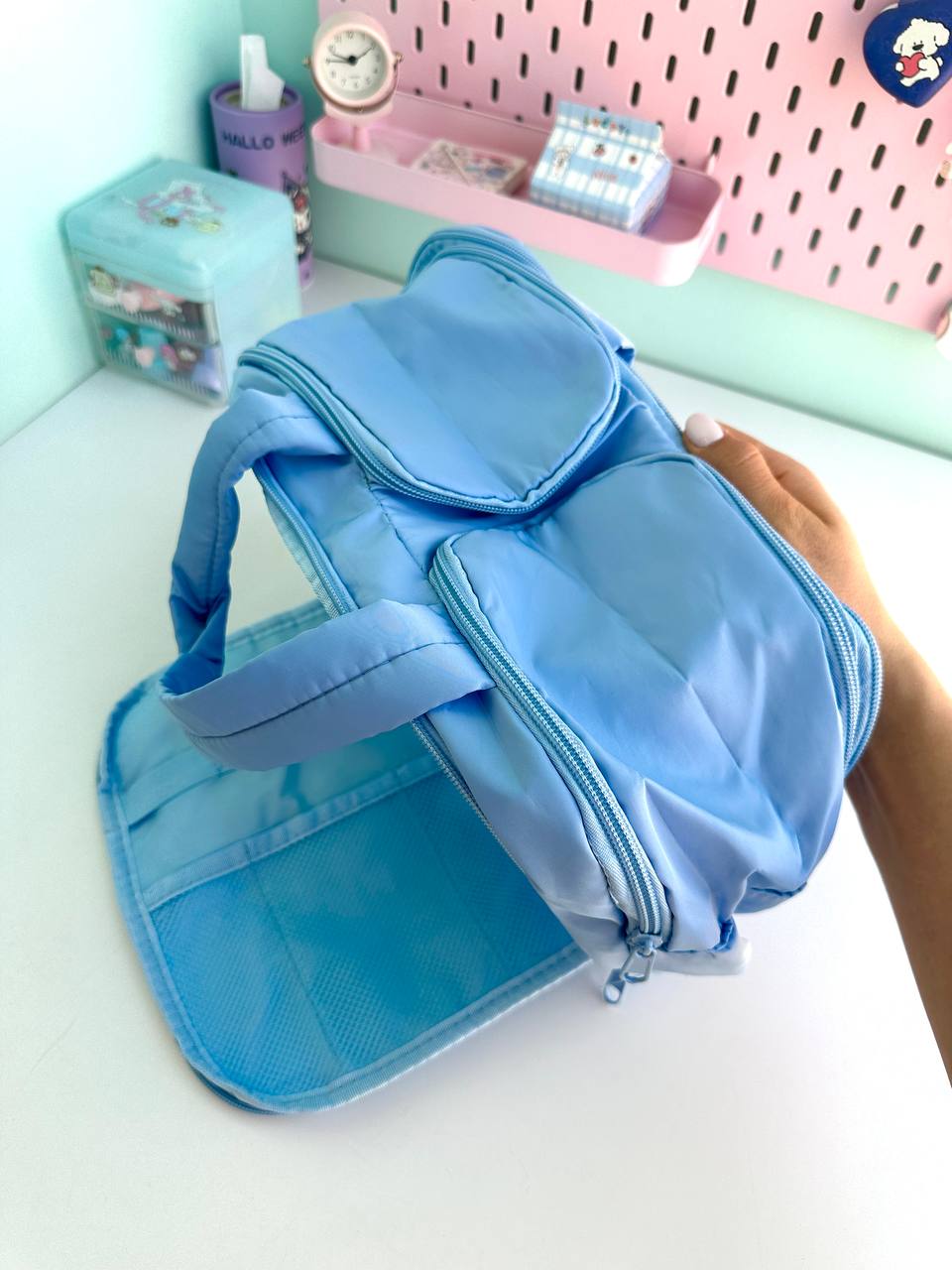 کیف لوازم آرایش دسته دار پاستلی