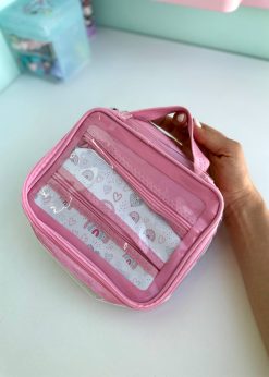 کیف لوازم آرایش رنگین کمانی صورتی