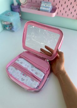 کیف لوازم آرایش رنگین کمانی صورتی