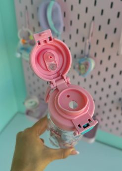 قمقمه استوانه ای شفاف لبوبو صورتی