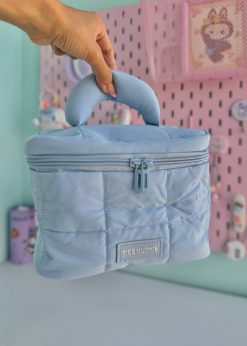 کیف لوازم آرایش پفکی آبی پاستلی