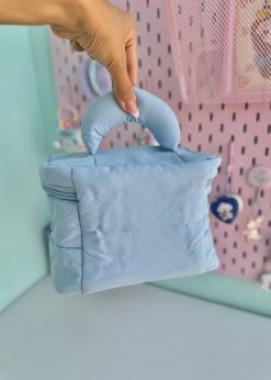 کیف لوازم آرایش پفکی آبی پاستلی
