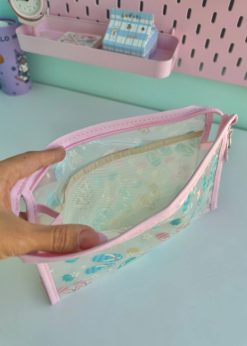 کیف لوازم آرایش صندل و شکوفه پاستلی