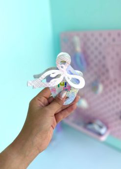 کلیپس پاپیونی چهارخونه صورتی