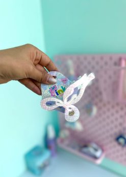 کلیپس پاپیونی چهارخونه صورتی