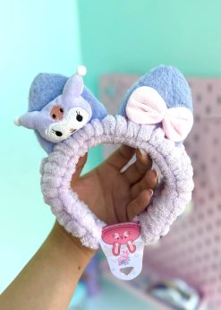 هدبند گوش دار کرومی و پاپیون یاسی