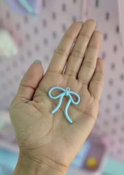 آویز پاپیون باریک آبی پاستلی