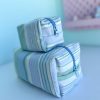 کیف لوازم آرایش پینترستی راه راه سبزآبی