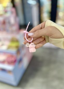 آویز پاپی مخملی صورتی