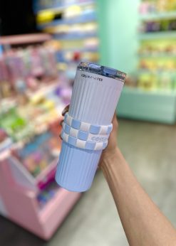 تراول ماگ شطرنجی آبی پاستلی