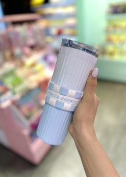 تراول ماگ شطرنجی آبی پاستلی