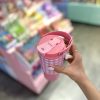 تراول ماگ چهارخونه صورتی