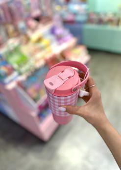 تراول ماگ چهارخونه صورتی