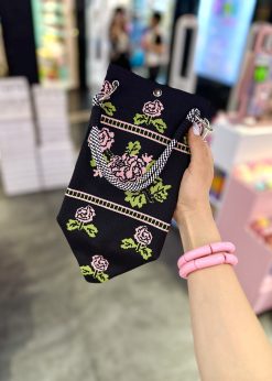 کیف دوشی پینترستی گلدار مشکی
