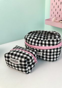 کیف پینترستی چهارخونه مشکی سفید