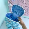 کیف لوازم آرایش پینترستی چهارخونه آبی