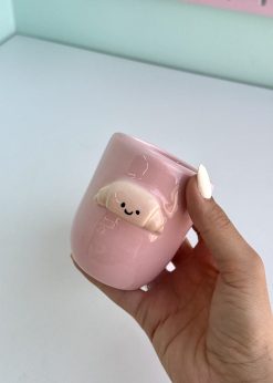 ماگ سرامیکی کروسان صورتی پاستلی