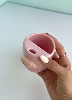 ماگ سرامیکی کروسان صورتی پاستلی