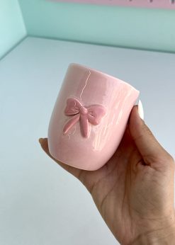 ماگ سرامیکی پاپیون صورتی پاستلی