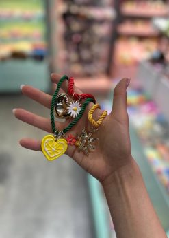 گردنبند قلب و گل رنگی رنگی