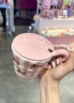 ماگ تدی راه راه کیوت صورتی