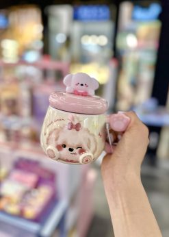 ماگ تدی پاپیون دار صورتی کیوت