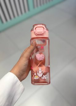 قمقمه خرگوش کیوت صورتی شفاف