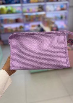 کیف آرایشی پینترستی طرح حصیری بنفش
