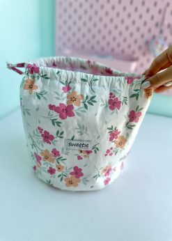 کیف آرایشی بقچه ای گل پاستلی