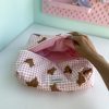 کیف آرایشی پینترستی تدی چهارخونه صورتی