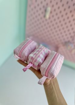 کیف لوازم آرایشی مینی صورتی پاستلی