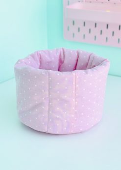 کیف لوازم آرایشی استندی خال خالی صورتی