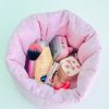 کیف لوازم آرایشی استندی خال خالی صورتی