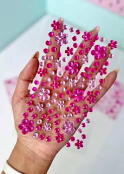استیکر نگین گل صورتی و سرخابی
