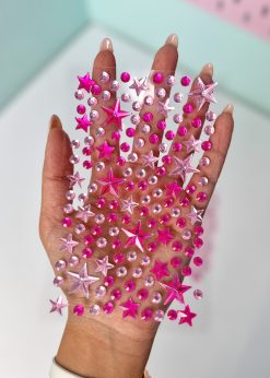 استیکر نگین ستاره صورتی و سرخابی