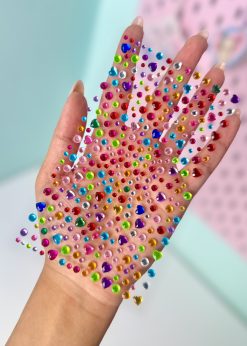 استیکر نگین قلب و دایره رنگی ریز