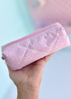 جامدادی پینترستی مستطیلی خال خالی صورتی